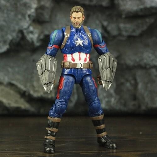 Marvel Avenger Captain America Steve Rogers 7" Action Figure Infinity War Legends Beard Head With Wakanda Shield ZD Toys Doll