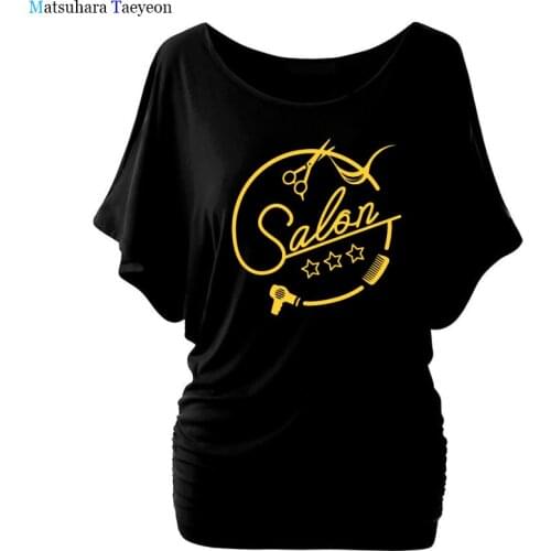 Beauty Hair Salon Scissors Hairbrush Graphic T-shirt Women Casual Top Summer Clothes Funny Salon Scissors Print Tshirt Tops