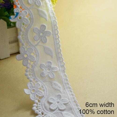 6cm width Cotton embroid lace sewing ribbon guipure lace african lace fabric trim warp knitting DIY Garment Accessories#2623