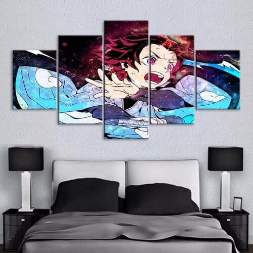 Kamado Tanjirou Canvas Painting 5 Pcs Demon Slayer Kimetsu No Yaiba Modular Poster Wall Art Print Picture For Bedroom Home Decor
