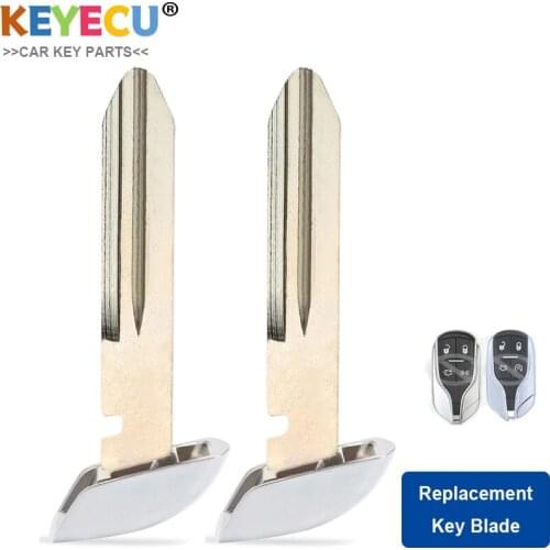KEYECU 2PCS Uncut Insert Emergency Key Blank Blade Fob for Maserati Ghibli Quattroporte 2012-2017