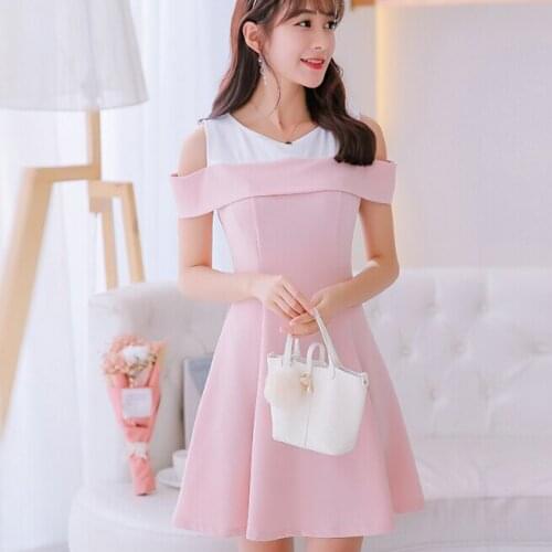 Korean Summer dress women clothing cute slim show thin sleeveless bodycon dress fashion patchwork Pea green pink dress Vestidos