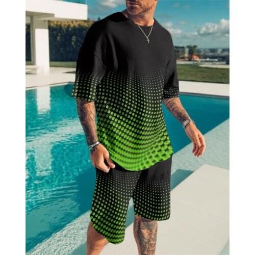 Large size mens clothing Summer 3D Printed Mens T-shirt Shorts Set Mens Sportswear Tracksuit O Neck Short Sleeve Mens Clothi