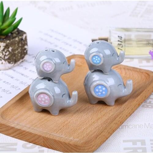Mommy and Me - Little Peanut Elephant ceramic Salt and Pepper Shaker Wedding Favor Baby shower Giveaway with Gift box LX8121