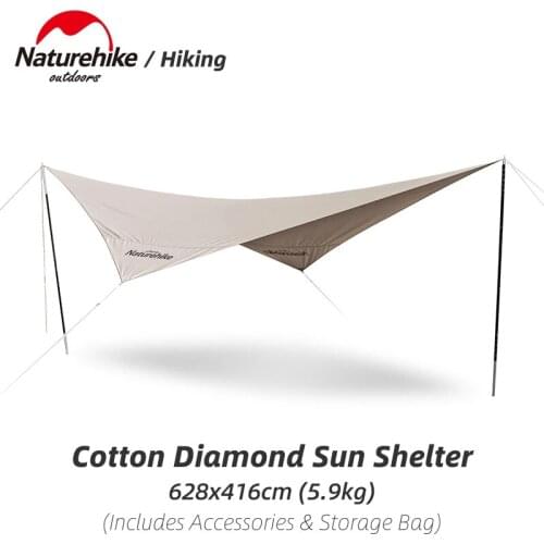 Naturehike Camping Sun Shelter Canopy Camping Cotton Sun Shelter Rhombic Awning Large Area Outdoor Party Tent Shade NH20TM004