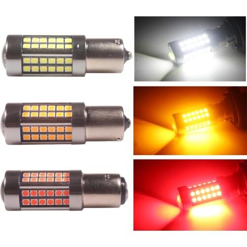 NHAUTP 2Pcs P21W LED 1200LM Super Bright 1156 BA15S 1157 BAY15D P21/5W Car Light Bulbs Brake/Reversing Lamp DRL 3030 54-SMD