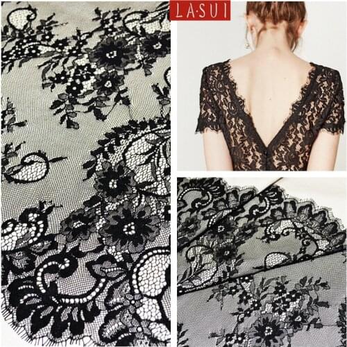 LASUI new 1.5m *3.0 m=1 piece 2colors Eyelash French Lace Fabric Plant flowers DIY fashionable dress wedding decoration C0122