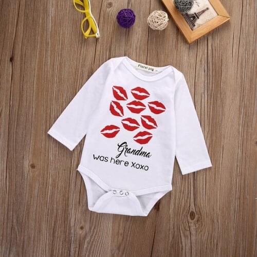 2020 New Fashion Toddler Infant Long Sleeve Baby Cotton One Piece Bodysuit Lips Printing Baby Boy Girls Clothes Casual Set