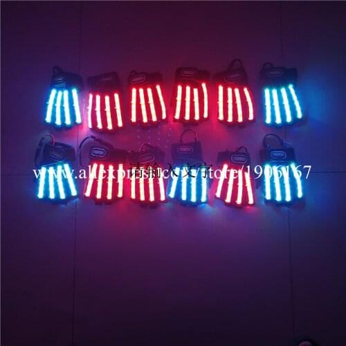 One Pair Super Bright Colorful Led Luminous Gloves Stage Show Props LED RGB Light Up Gloves Glow Party Supplies