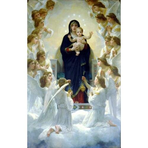 Wholesale painting # good quality # 36" inch TOP Art # the Madonna with angels canvas oil painting -free shipping cost