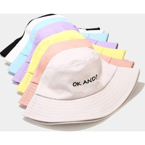 Bucket Hat Embroidery Outdoor Cap sun Hats Hip Hop New Cotton Summer Sunscreen Unisex Fashion Print Beach Caps fisherman Hats