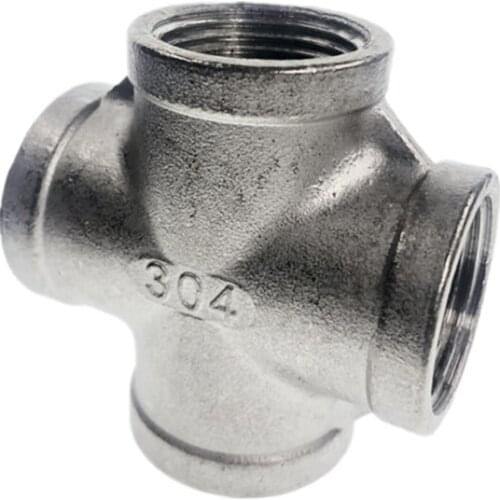 Thread 4 Way Female Cross Coupling Connector SS 304 Pipe Fitting BSP