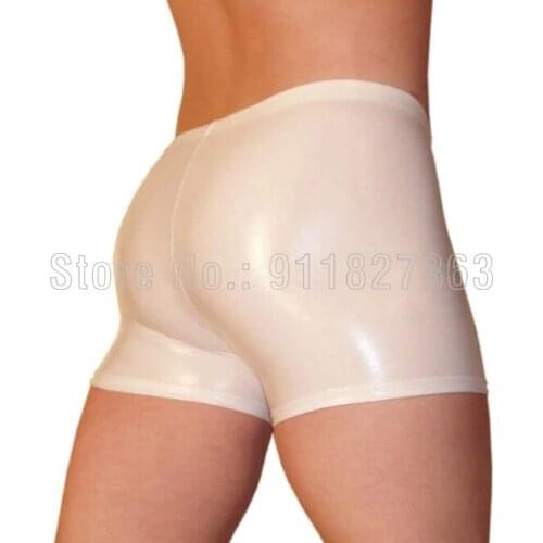 100% Latex Shorts Sexy Cool Sexy White Latex Rubber Tigh Shorts Fetish Men Underwear no Zipper Sample Style