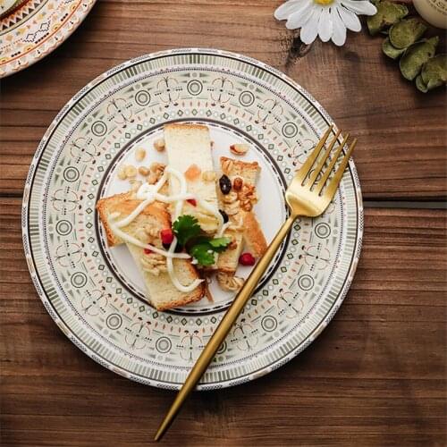 Breakfast plate beautiful plates Hand-painted underglaze ceramic plate household ceramic tableware steak dish salad plate