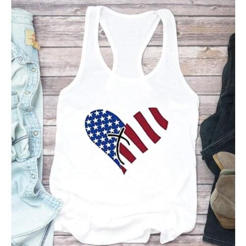 Love shaped the Star and Stripes TANK TOP Independence day of America vest Holiday tee summer shirt tumblr casual styles tees