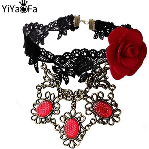 YiYaoFa Gothic Jewelry Choker Necklace For Women Accessories Vintage Lace Necklace & Pendant Collar Statement Necklace GN-100