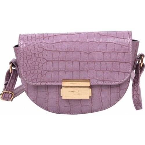 Women Crocodile Semicircle Saddle Bags Women Luxury Crossbody Bag PU Leather Shoulder Bags for female Handbags designer bolsas