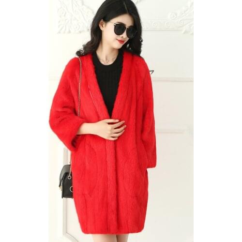 Lady Imitation High Mink Fur Coats Womens Winter Coat Casaco Feminino Inverno Female Thick Warm Pink Faux Fur Coat WXF75