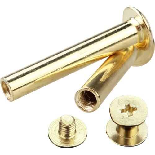 Golden Silver Leather Bag Belt Photo Scrapbook Album Account Book Post Binding Chicago Screw Nail Rivet Bolt M5