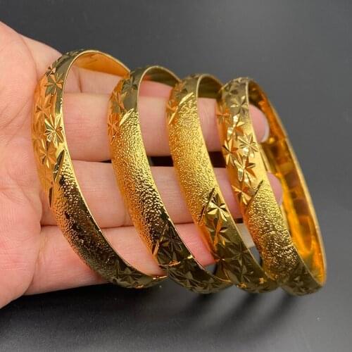 10mm/64mm 4pcs/lots Dubai Bangles for Women Ethiopian Bracelets Gold Bangle Middle East Wedding Jewelry Dubai African Gift