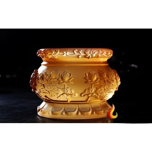2PCS # Wholesale Buddhist article HOME Buddhist Temple High-grade Lotus crystal Buddhist incense burner Buddha FENG SHUI statue