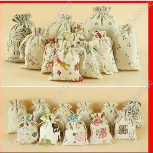 200pcs/lot) four size availalbe wholesale linen cotton jute drawstrinng pouch gift bag fabric