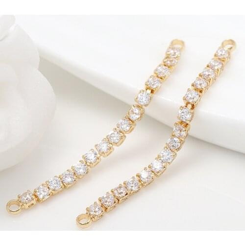 4PCS 30MM 14K Gold Color Brass with Zircon Earrings High Quality DIY Jewelry Making Findings Accessories