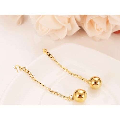 Bangrui gold beads drop Earring For Girls/Ladies Birthday Gift Trendy Gold Color Engagement /Wedding Bands Promise Earring