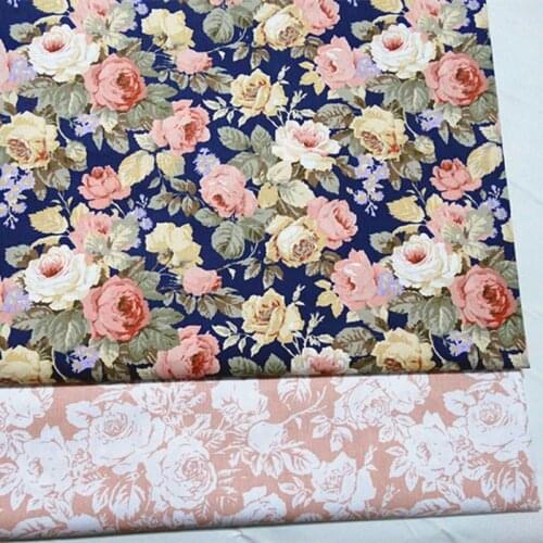 So Pretty 50x40cm Big Blooming Rose Flowers Printed Cotton Fabric Bundle For DIY sewing Doll Cloth