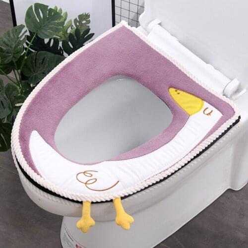 Household Winter Plush Toilet Seat Pad Toilet Seat Zipper With Handle Pad Mat Bathroom Accessories Set Seat Covered Mat