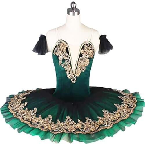 Robe tutu professionnelle verte pour enfants, robe de scène, Costume de spectacle, lac swan