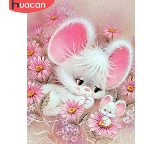 HUACAN Diamond Mosaic Cartoon 5D DIY Embroidery Diamond Painting Animals Mouse Full Square Drill Decoration Home