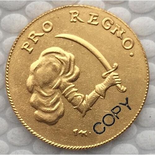 24 K gold plated Poland 1697 COIN COPY 21.9mm