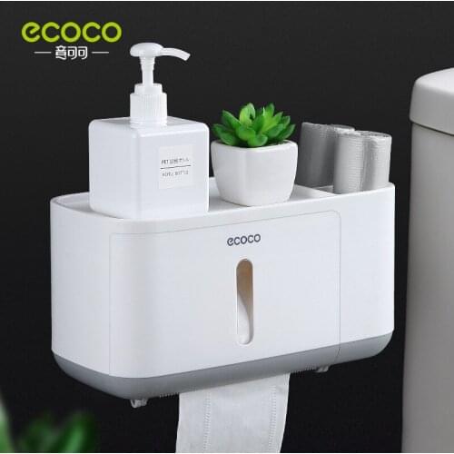Ecoco Toilet Paper Box, Waterproof Tissue Box, Nail-free Paper Roll Holder, Paper Dispenser for Bathroom Kitchen Toilet