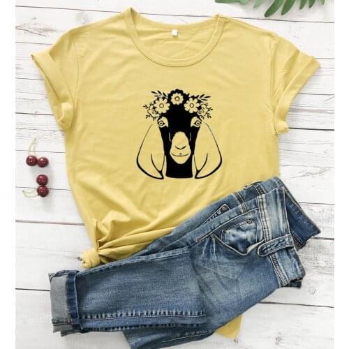 Goat Flower Wreath t Shirt graphic pure cotton women fashion funny slogan grunge tumblr hipster tees vintage party gift art tops