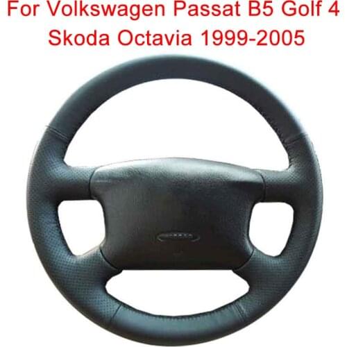 Customized DIY Car Steering Wheel Cover For Volkswagen Passat B5 Golf 4 Skoda Octavia 1999-2005 Leather Braid For Steering Wheel