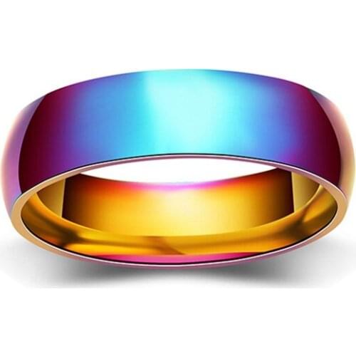 LGBT Rainbow Ring Gay Pride Colorful Men Women Titanium Metal Homosexual Couple Rings Jewelry Wedding Band Full Size