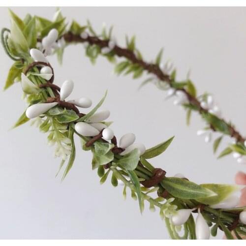 Hot New Foliage Handmade Girls Baby Shower Bridal Shower Primitive Dusty Wreath Flower Crown Base Woodland Tiara Props