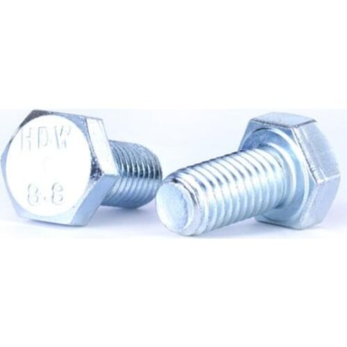 M16 External Hex Screw Hexagonal Bolts All Thread Screw Galvanized 8.8 Grade Length 16-150mm