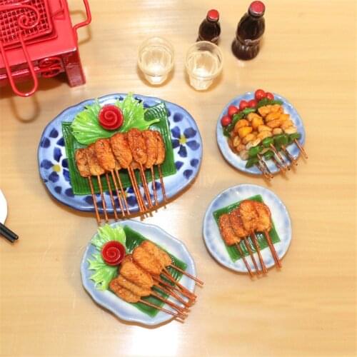 1PCS 1/12 or 1/16 Scale Miniature Dollhouse Barbecue Meat Dish Food for Barbies Pullip Doll House Kitchen Toy Accessories