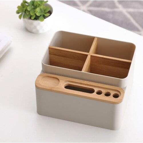 Multi-function Desktop Storage Box Detachable Compartment Living Room Table Remote Control Cosmetics Stationery Organization