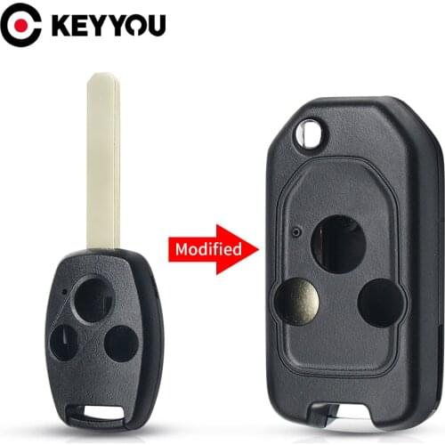 KEYYOU Modified Flip Folding Remote Key Shell Fob Car Key Case For Honda ACCORD Accord Civic CR-V Pilot Fit 3 Buttons
