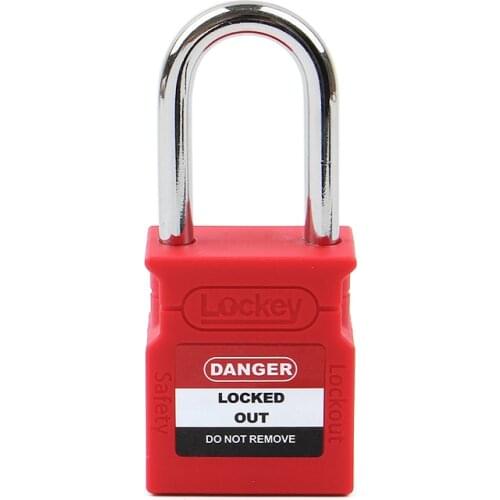 Lockey New Design Upgrade 38mm Steel Shackle Safety Padllock OEM Nylon Body Loto Locks Lockout Tagout