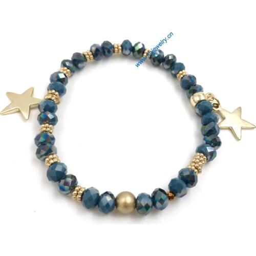 2015 New European Boho Jewelry Suppliers handcrafted bracelet Crystal beads beaded blue star pendants bracelet for women girl