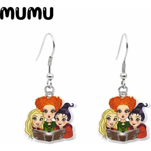 2020 New Hocus Pocus Dangle Earring Mary Sara Winnie Acrylic Earrings Handmade Jewelry Epoxy Resin Fish Hook Earring