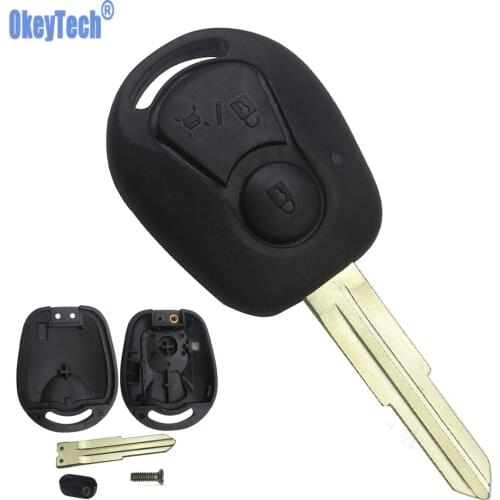 OkeyTech Remote Car Key Shell for Ssangyong Actyon Kyron Rexton Uncut Blade 2 Buttons Replacement Key FOB Cover Case