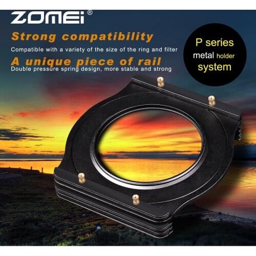 Zomei 49/52/55/58/62/67/72/77/82mm Adapter Ring+Alu-Metal Square 3-Slot Filter Holder Support Kit for Cokin P Series 83mm Filter