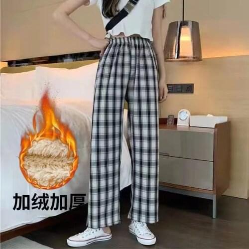 Qpipsd Women's Plaid Trousers