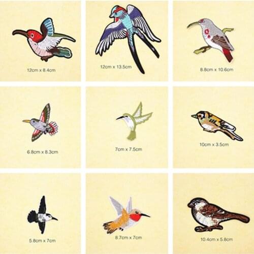 Different Cute Bird Patches Cap Shoe Iron On Embroidered Appliques DIY Apparel Accessories Patch For Clothing Fabric Badges BU17