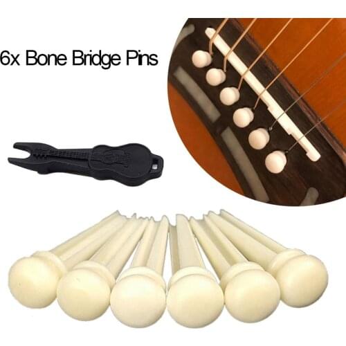 6pcs/set Ox Bones Acoustic Guitar String Bridge Pins Nails Puller Musical Instrument Accessories Stringed Guitarra Parts